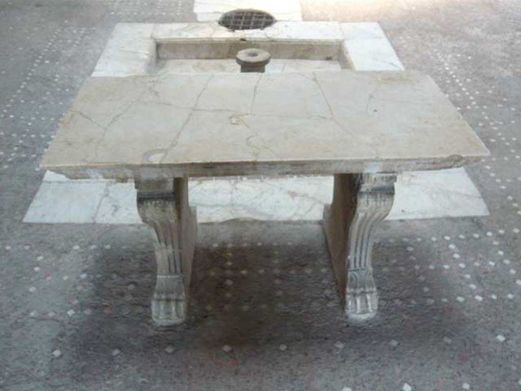 III.11 Herculaneum. August 2013. Room 6, looking west towards marble table near impluvium in atrium. Photo courtesy of Buzz Ferebee.